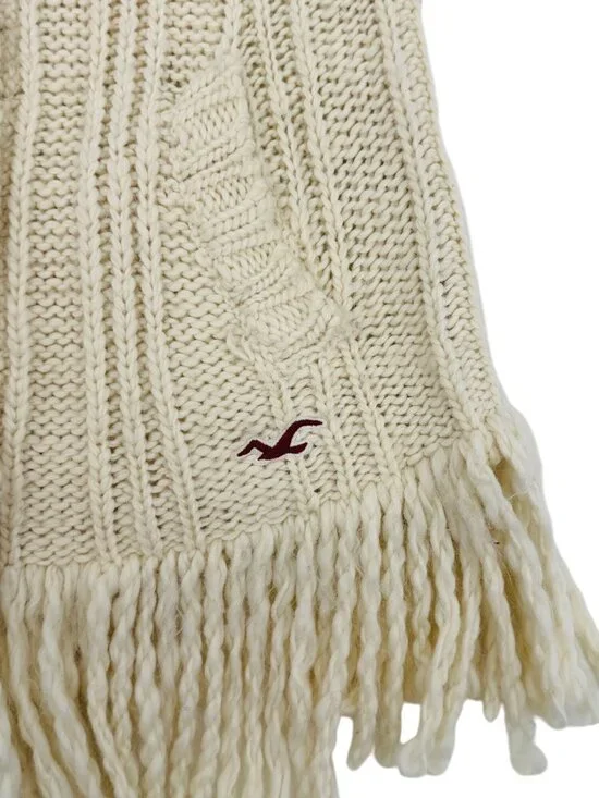 RARE Hollister Fringe Hem Cream Cardigan | Boho Indie Sleaze Coastal Cowgirl Y2K - Picture 6 of 16